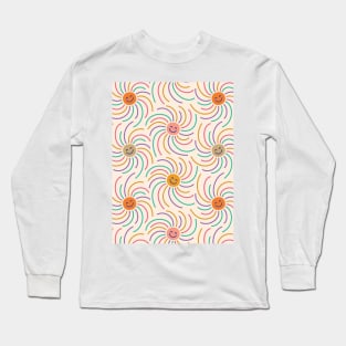 Cute boho illustration of happy suns with smiling faces dancing around. Long Sleeve T-Shirt